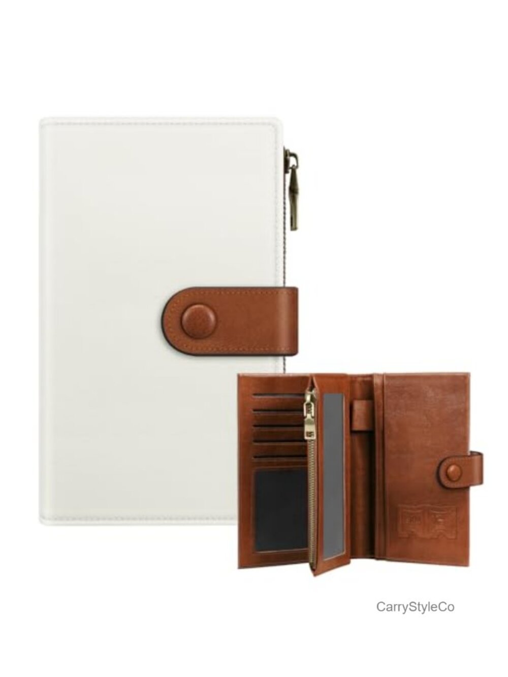 RFID Blocking Trifold Wallet with Passport Holder, 11 Card Slots, Zipper Coin